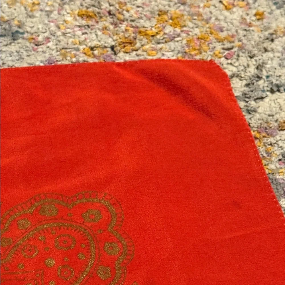 VINTAGE Silk Red and Gold Scarf 33”